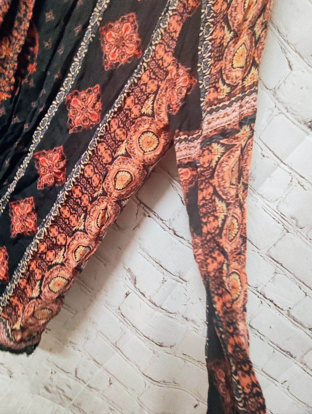 Lucky Brand Gauzy Boho Celestial Tie Front Tunic Top Large Market - Picture 8 of 12